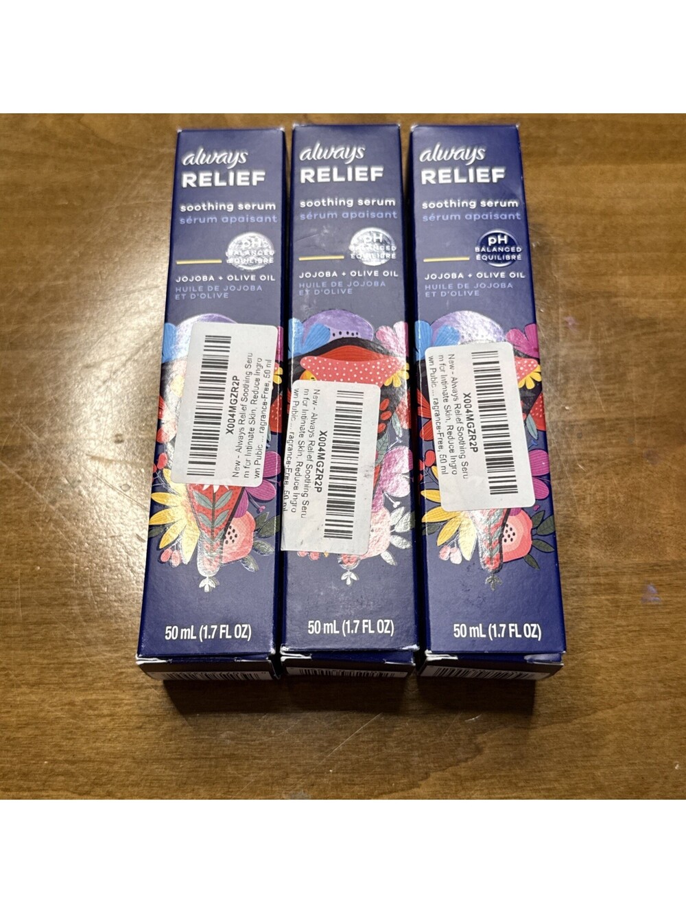 Always Relief Soothing Serum Jojoba & Olive Oil 1.7oz / 50ml x 3 = New & Sealed